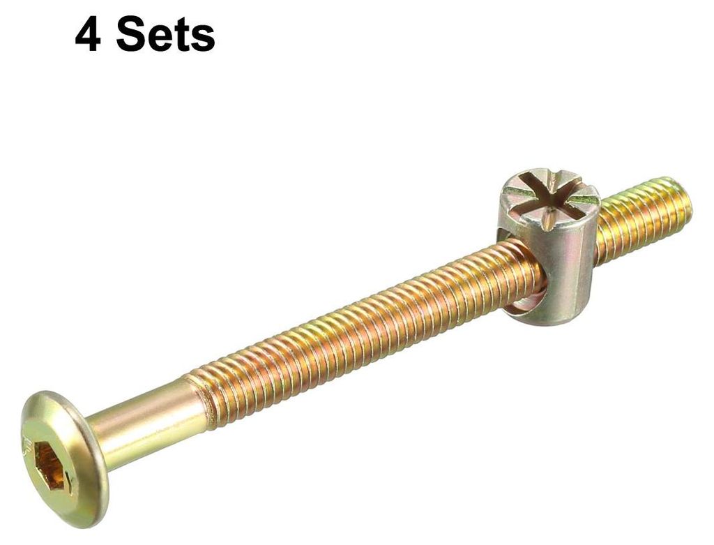 4 Set M?bel Bolzen Mutter Satz Sechskant Sockel Schraube mit Fassmuttern feste Hardware Kohlenstoffstahl Bronzeton M6x70mm