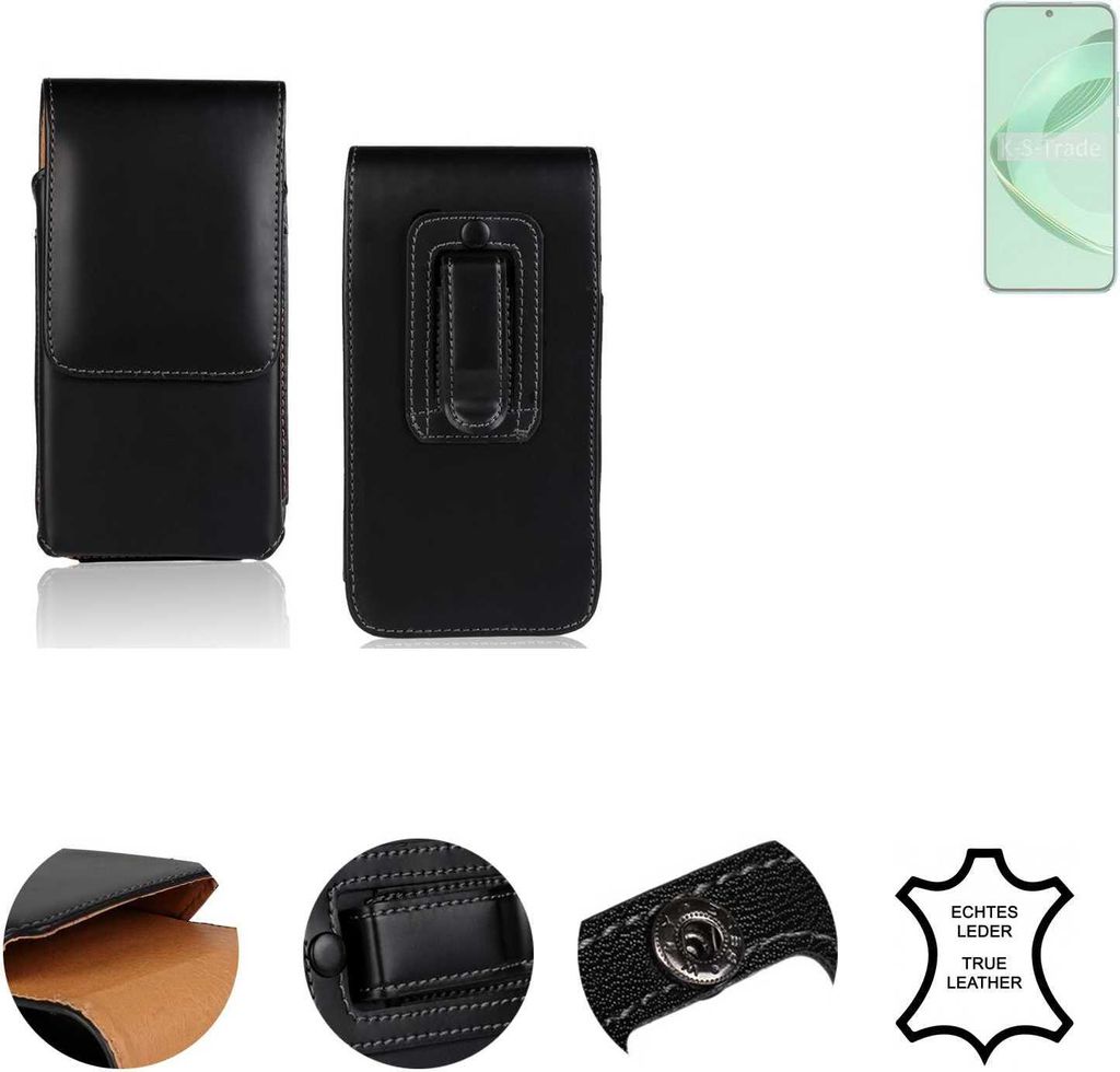 K-S-Trade Holster Gürteltasche Handy Hülle Schutzhülle kompatibel mit Huawei nova 11 Handyhülle Leder schwarz, 1x
