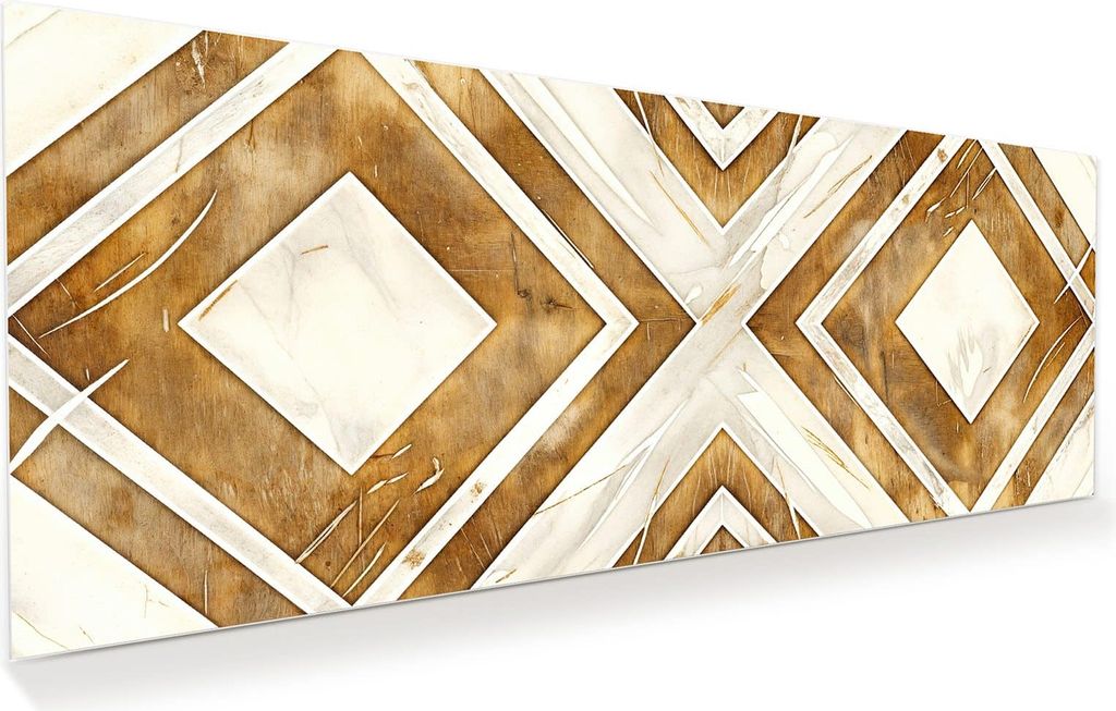 Glasbild 100x40cm in XXL für Wohnzimmer, Schlafzimmer Motiv Geometrisches Muster