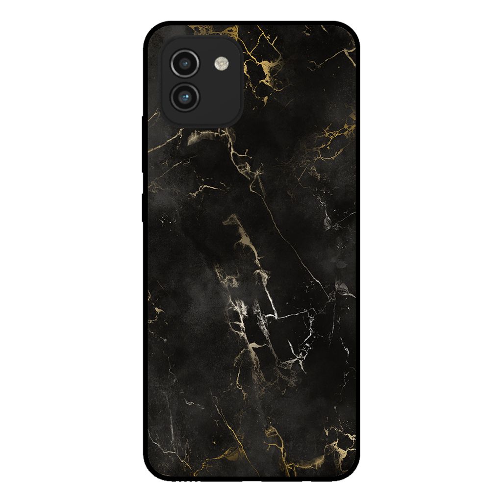 Smartphonica Handytasche für Samsung Galaxy A03 mit Marmordruck - TPU Rückseitenschutzhülle Marmordesign - Schwarz