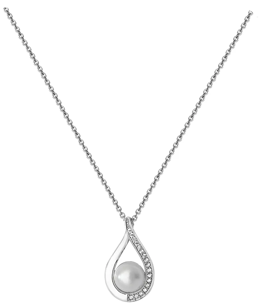 Collier Femme Argent 925 Rhodié Perle d'eau douce et Zirconium TRS23141
