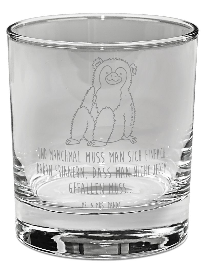 Mr. & Mrs. Panda Glas Affe - Transparent - Geschenk, Respekt, Affen, Selbstliebe, Tumbler, Liebe, Cocktailglas, Motivation, Afrika, gravur, Trinkglas