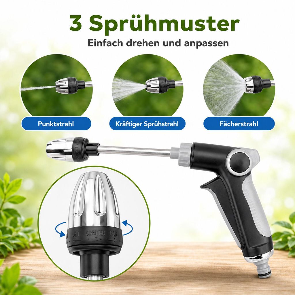 Hochdruckpistole für Gartenschlauch, verstellbar