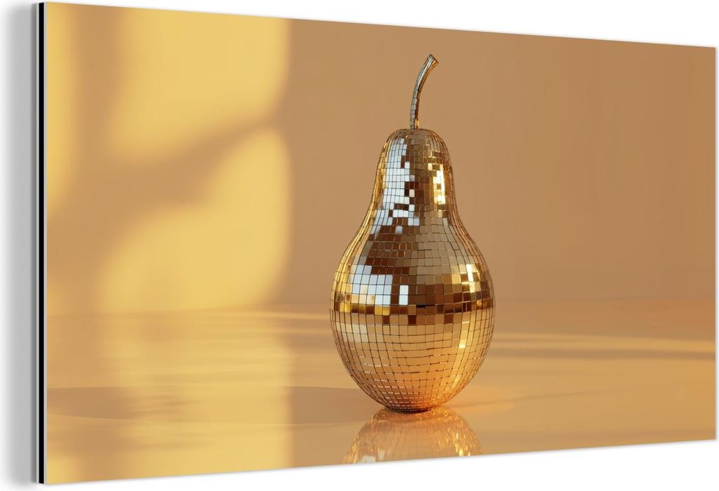 MuchoWow Wanddekoration Metall Metallbild Wandkunst 120x60 cm Gold - Disco - Glitzer - Birne MuchoWow Aluminium Gemälde - Metalbilder