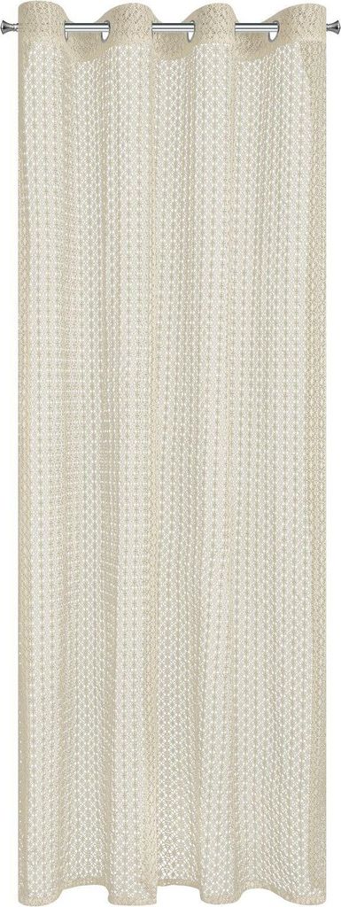 EUROFIRANY | Vorhang - Gardinen - 140 x 250 cm - beige - mit Ösen - durchbrochen - durchsichtig