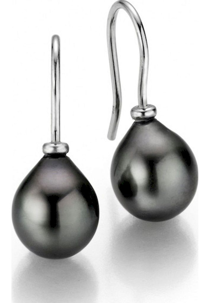 Adriana Perlenohrringe Haken Tahiti 9-10 mm Silber rhodiniert I2-9