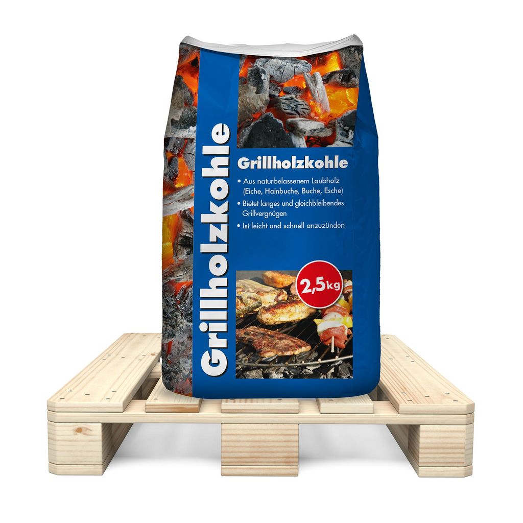 Grillholzkohle aus Eiche, Hainbuche, Esche, DIN Plus , 130 x 2,5 kg, 325 kg