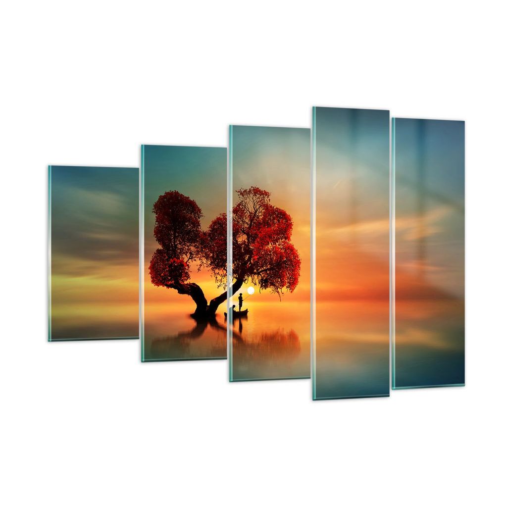 Bilder auf glas - See Natur Nacht - 150x100cm - Glasbilder - Wandbilder - Kunstdruck - zum Aufhängen bereit - Wanddekoration aus Glas - Glas Bilde...