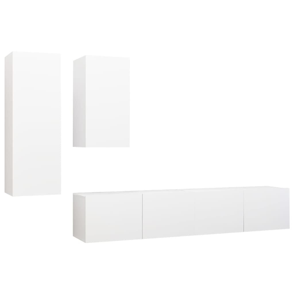 "WINTER SALE" 4-tlg. TV-Schrank-Set - TV-Regal - Fernsehkommode - Weiß Holzwerkstoff - TV-Lowboard NEU8403218