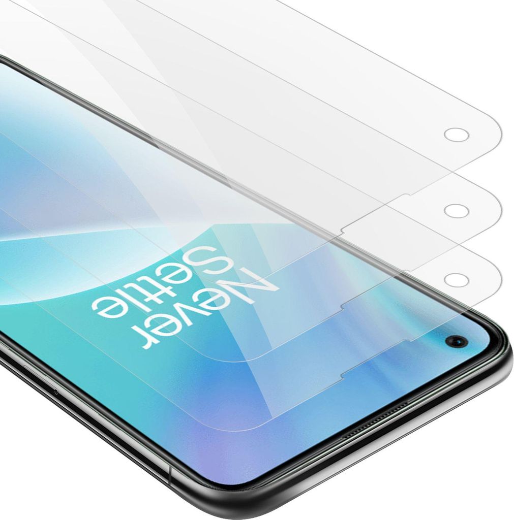 Cadorabo 3x Panzer Folie für OnePlus Nord 2T Schutzfolie in Transparent Folie Tempered Display-Schutzglas