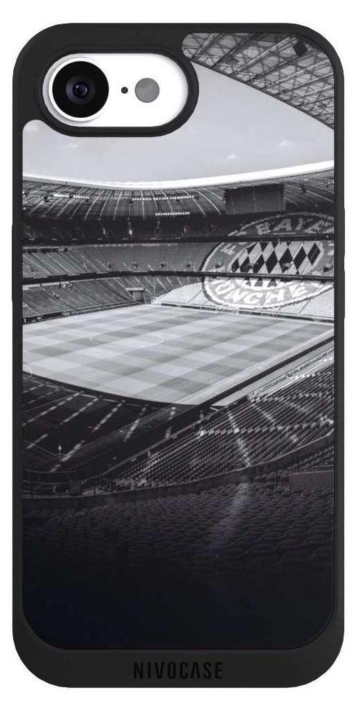 NIVOCASE Handyhülle für Apple iPhone 16e Hülle NIVOpure Case Schwarz FC Bayern München FCB Stadion