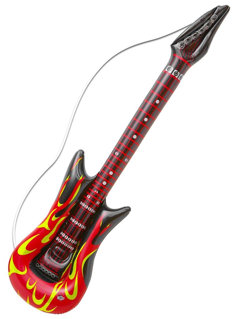 Guitare rock gonflable avec flammes noir-rouge-jaune 105cm Image du produit 