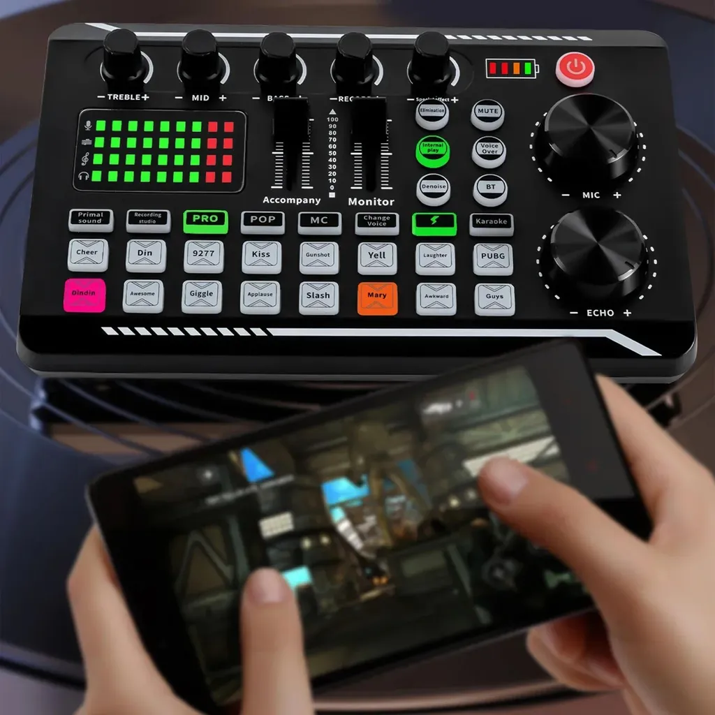 Console de mixage Bluetooth à effets sonores et éclairage LED intégré