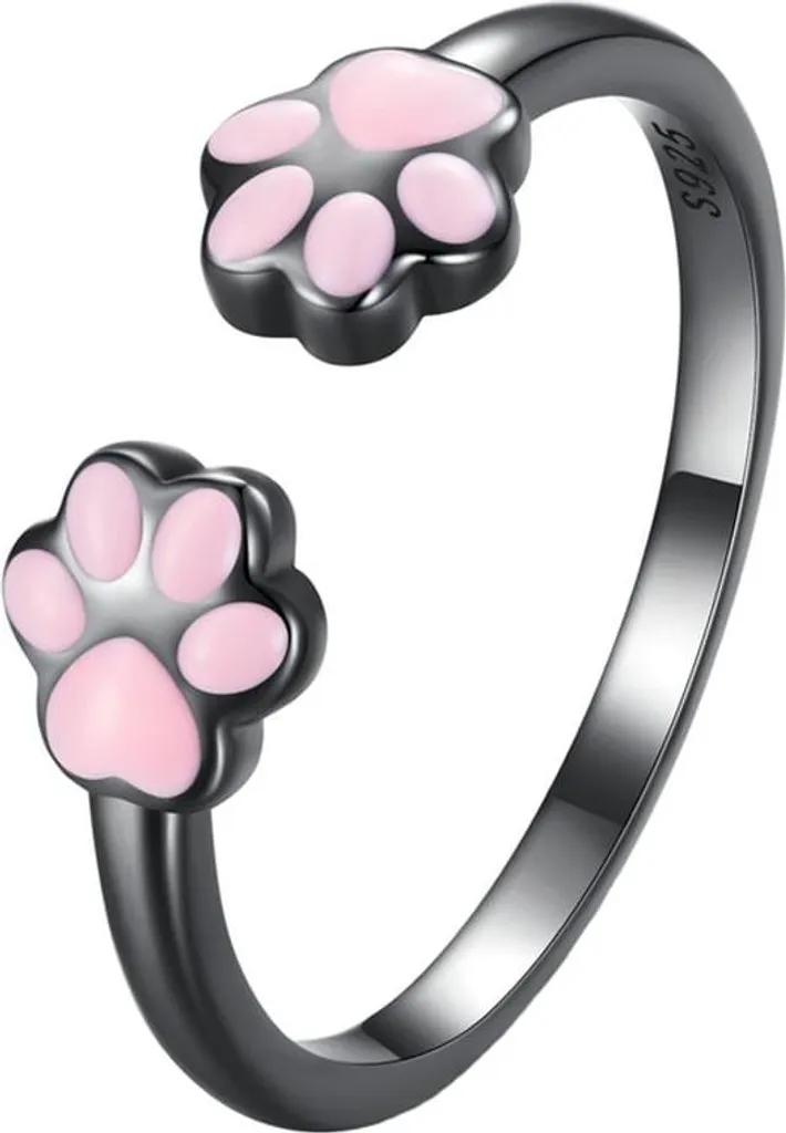 Anello Zampa di Gatto Argento 925 | Amuleto Regolabile Amanti Gatti