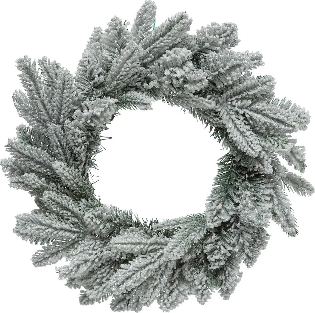 Couronne Noël avec neige 40cm, branches denses et aspect naturel