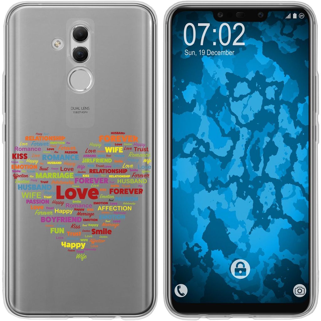 PhoneNatic Case kompatibel mit Huawei Mate 20 Lite Silikon-Hülle pride Herz M5