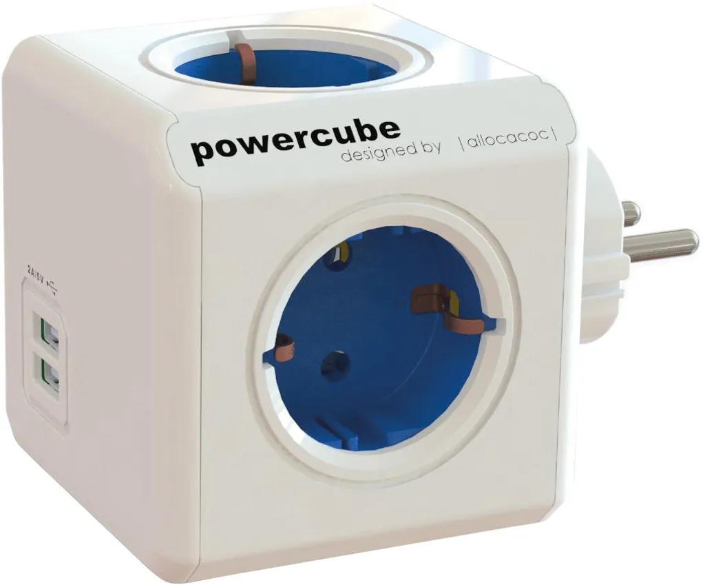 allocacoc PowerCube Original DuoUSB Blau, Garten & Heimwerken Baumarkt Elektromaterial Steckdosen Mehrfachsteckdosen 