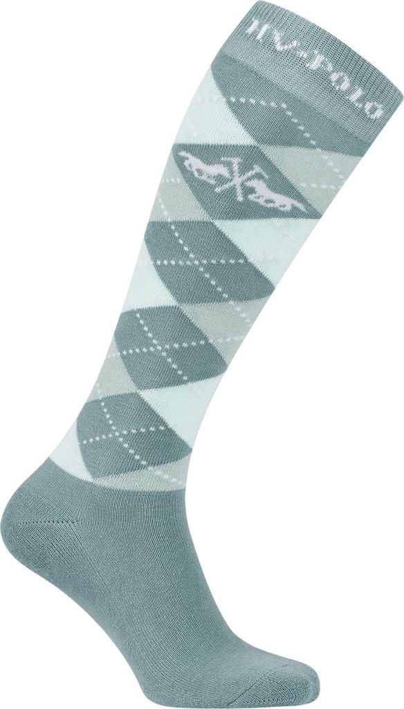 HV POLO Kinder und Damen Reitsocken Kniestrümpfe HVPArgyle aqua sky, Sockengröße:31/34