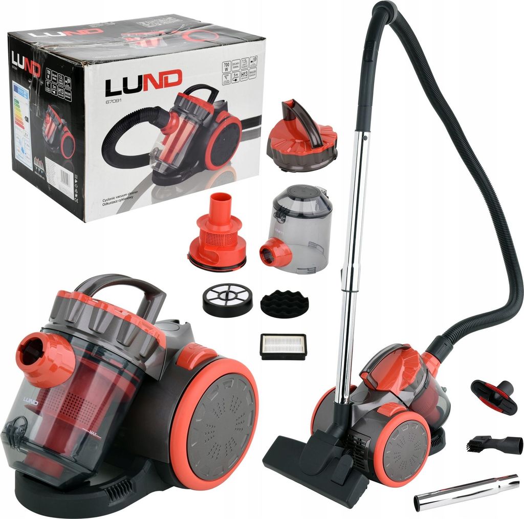 Staubsauger 700W, Beutellos mit 3 Bürsten, HEPA-Filter Produktbild 