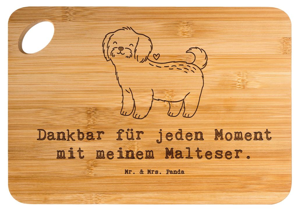 Mr. & Mrs. Panda Frühstücksbrett Malteser Moment - Transparent - Geschenk, Hackbrett, Holzbrett, Brett, jausenbrett, Schneidebrett, schneidbrett