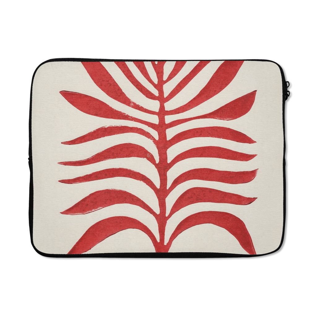 MuchoWow Laptop Hülle 17 Zoll Laptoptasche Pflanze - Rot - Blätter - Abstrakt - Zipper - Schutzabdeckung