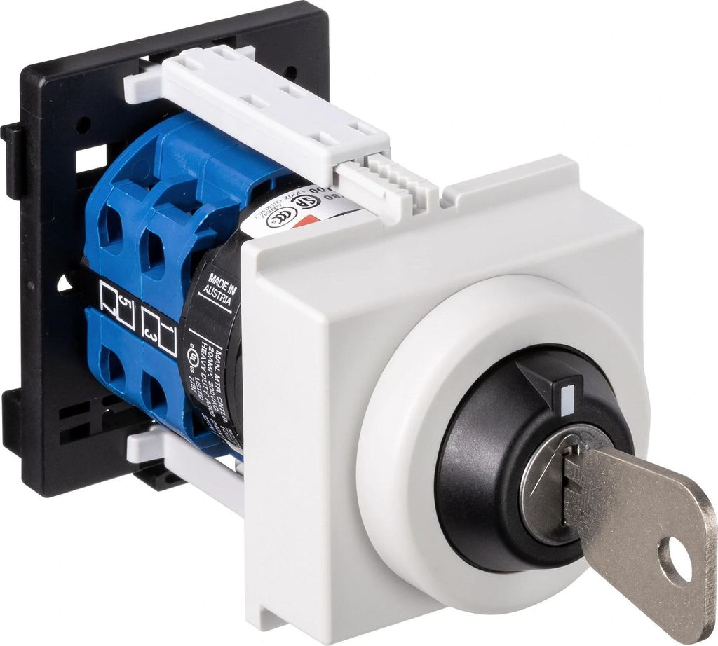 Kraus & Naimer Ausschalter 1p, RE, Schlüssel 0+1 abziehbar, Ith=20A, P=5,5 kW (AC-3, 400V), 2x2,5 mm², 1 Stk.