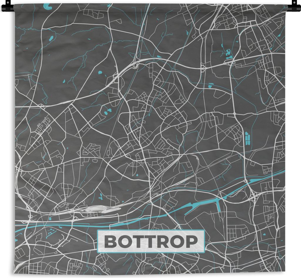 MuchoWow Wandteppich Wandbehang Karte - Bottrop - Blau - Stadtplan - Deutschland 120x120 cm Tapisserie Dekoration Wandtuch - Modern - Baumwollgewebe