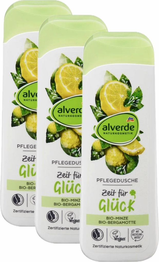 3 x  alverde Naturkosmetik - Pflegedusche Bio-Minze & Produktbild 