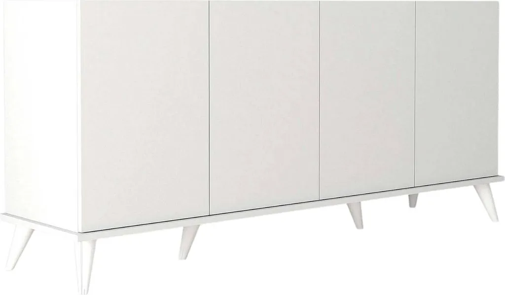 Paine Buffet Blanc 180x45x81 cm avec 2 Grandes Étagères Intérieures