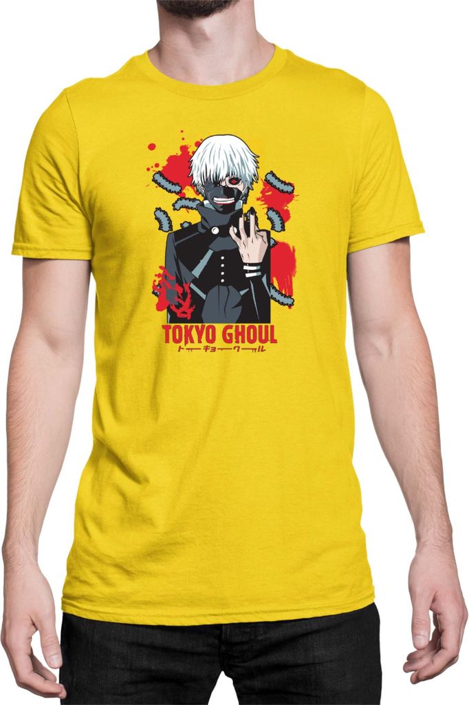 Herren T-Shirt Japan Anime Manga Tokyo Ghoul 03 Tokyo Monster, Man XL / Gelb