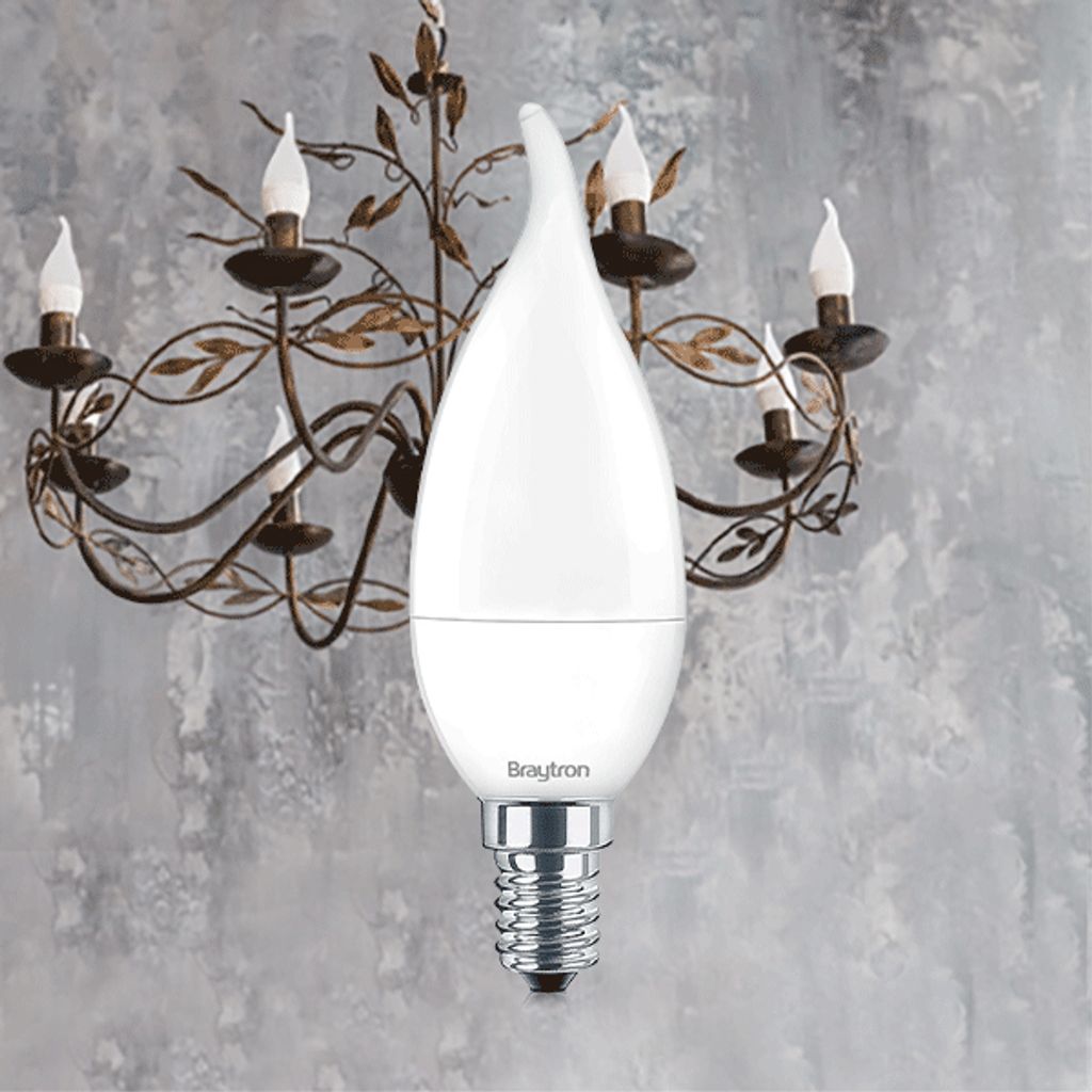 Braytron LED Leuchtmittel E14 5W Warmweiß 3000K 470 lm Kerzenform Ersetzt 40W Glühbirne IP20