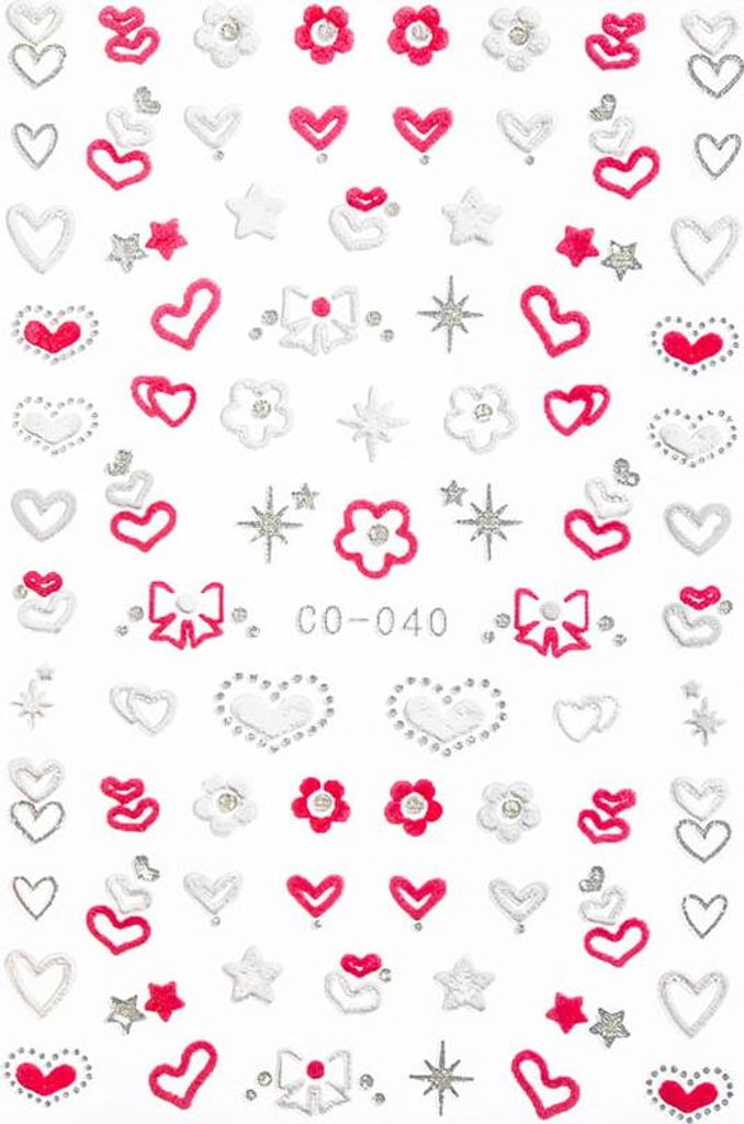 3D Nagelsticker selbstklebend Valentinstag Herzen CO-040