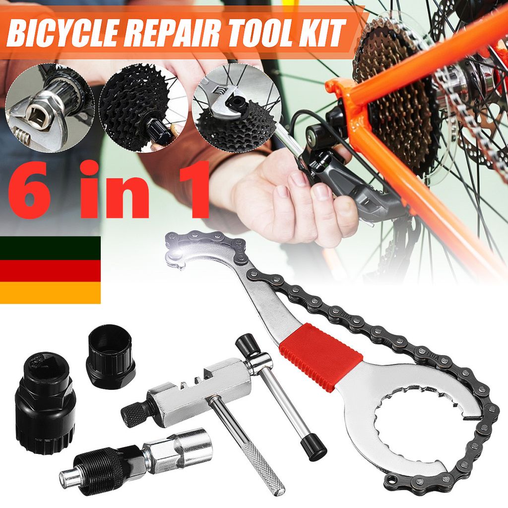 6 in 1 Fahrrad Kassette Removal Tool Fahrrad Reparatur Werkzeug Bike Tool Set DE 