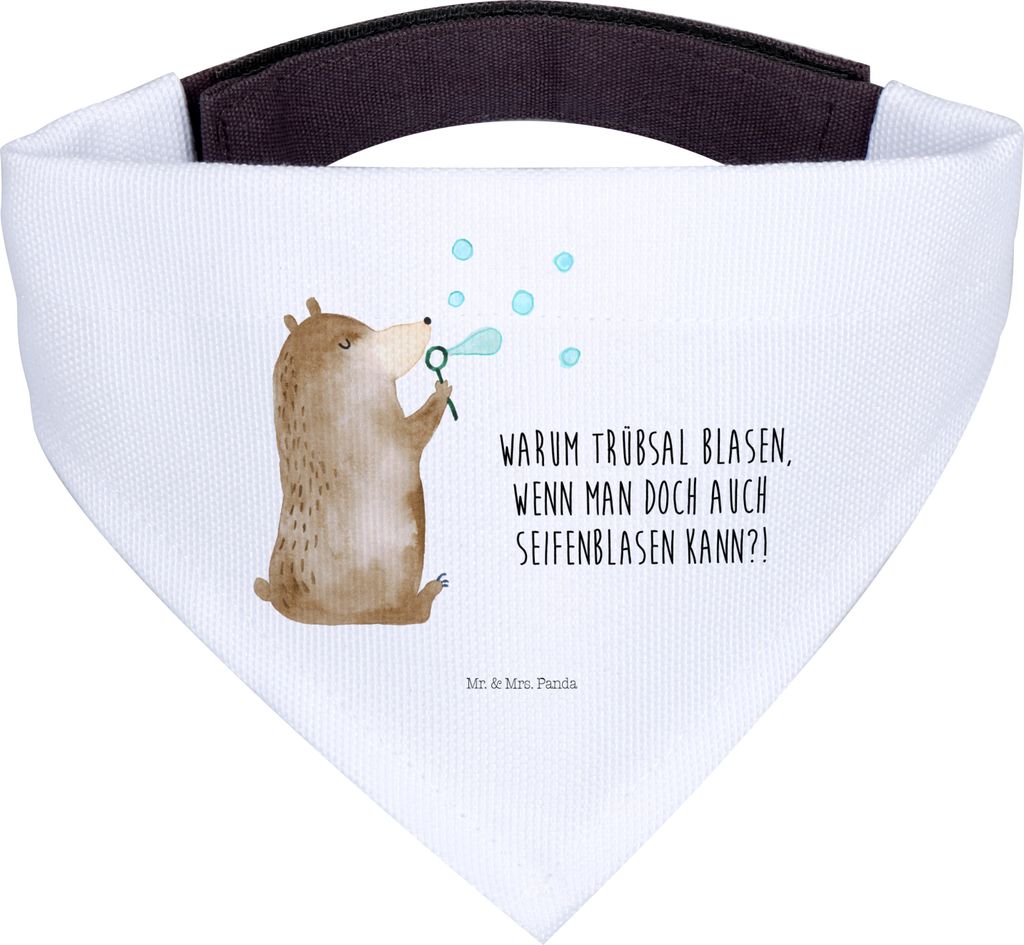 Mr. & Mrs. Panda Bandana Bär Seifenblasen - Weiß - Geschenk, Teddy, Hundehalstuch, Dreieckstuch, Hunde Halstuch, Für, Hund, Lustig Sein Glückli...