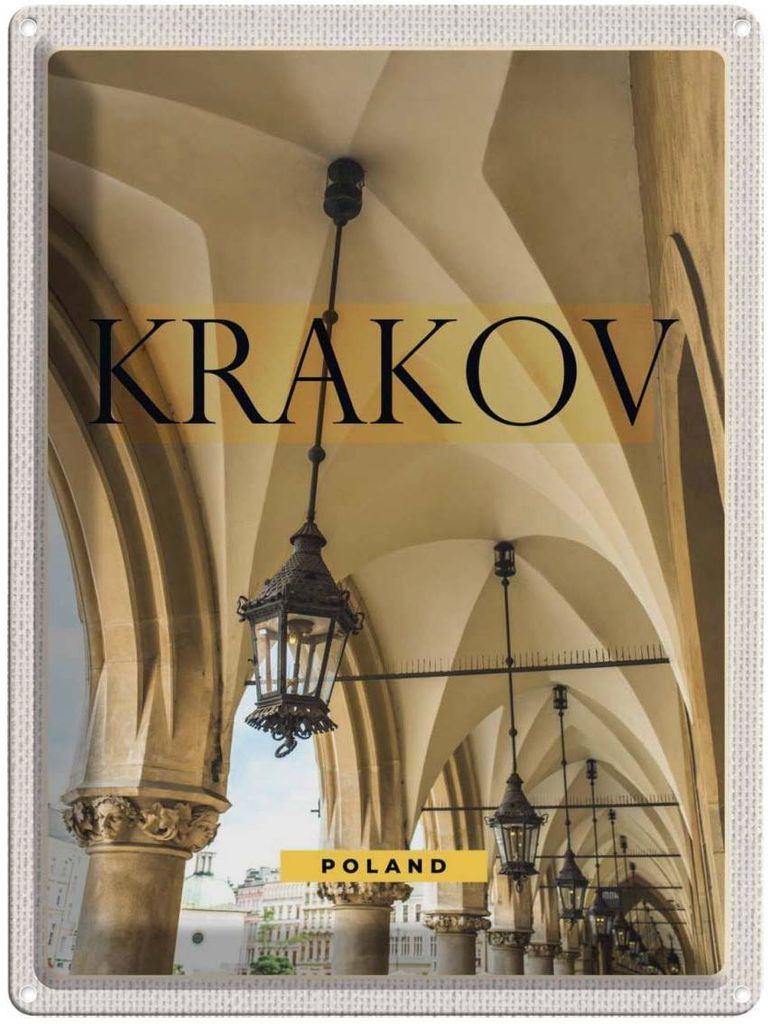 vianmo Blechschild 40x30 cm Krakow Polen Urlaub Laterne Gang Gebäude Bildmotiv Reisemotiv Abenteuer Reisen Europa