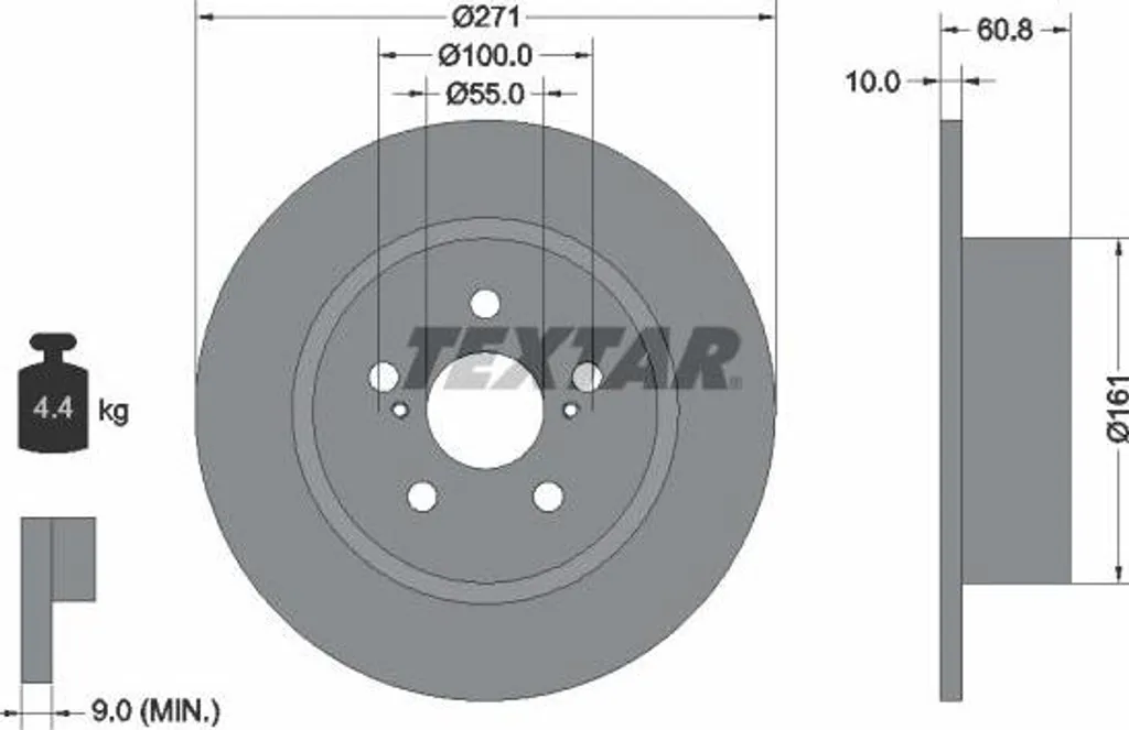 Disque de frein arrière Toyota Avensis TEXTAR 92126503 qualité OE