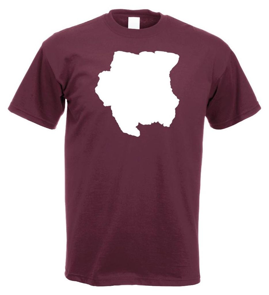 Kiwistar - T-Shirt - Burgund - Suriname Umriss Kontur Herren Funshirt Bedruckt Design Sprüche Spruch Motive - mit Motiv Bedruckt - Funshirt Design...