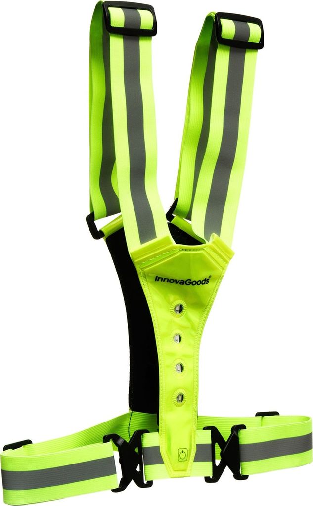 InnovaGoods Arnés Reflectante Con para Deportistas Reflektierendes Geschirr mit LED für Sportler, Gelb, Unitalla