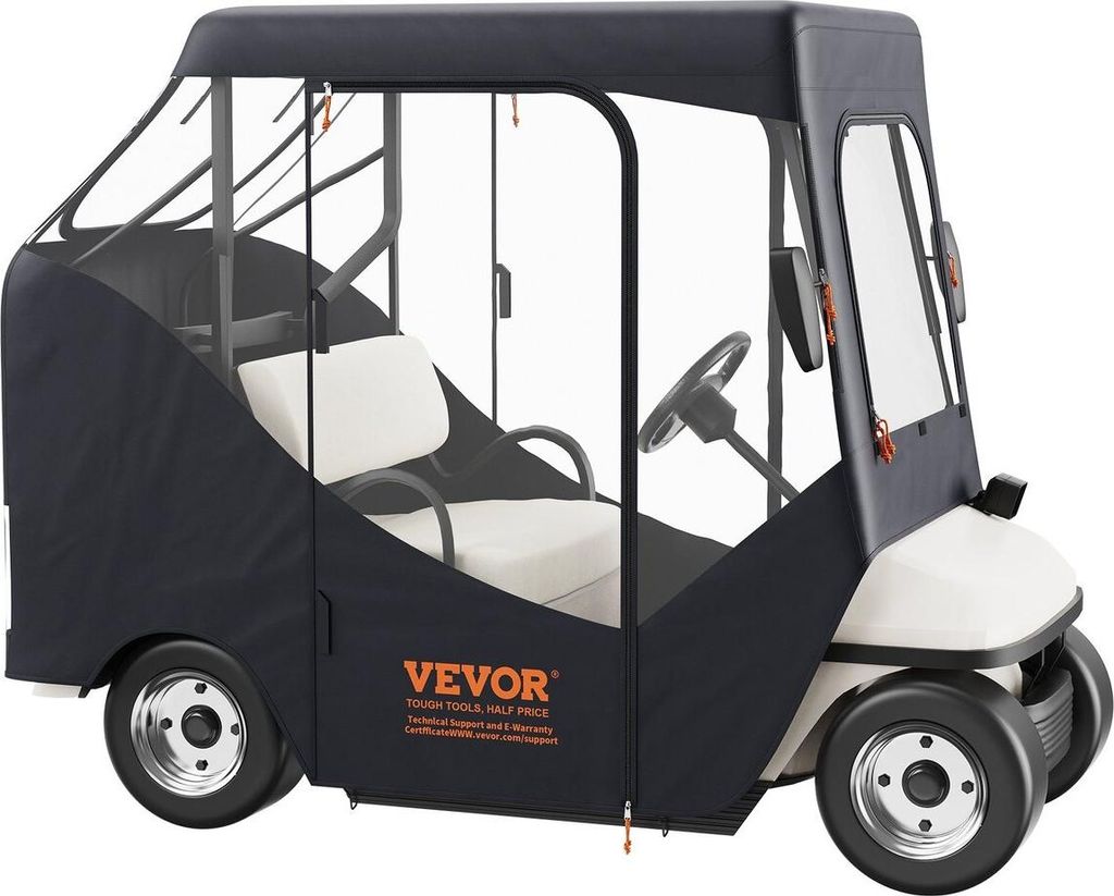Golf Cart Enclosure, 600D Polyester Driving Enclosure with 4-Sided Transparent Windows, 2 Passenger Club Car Covers Universal Fits for Most Brand C...