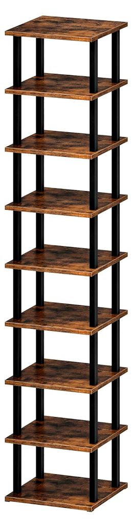 Regal mit 9 Ebenen, Bücherregal, schmales Schuhregal, DIY-Schuhablage, Schuhaufbewahrung, Standregal, Aufbewahrungsregal für kleine Räume, Flure...