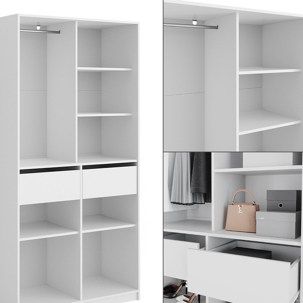 Vicco Kleiderschrank Elmo, 100 x 200 cm mit 2 Schubladen, Produktbild 6