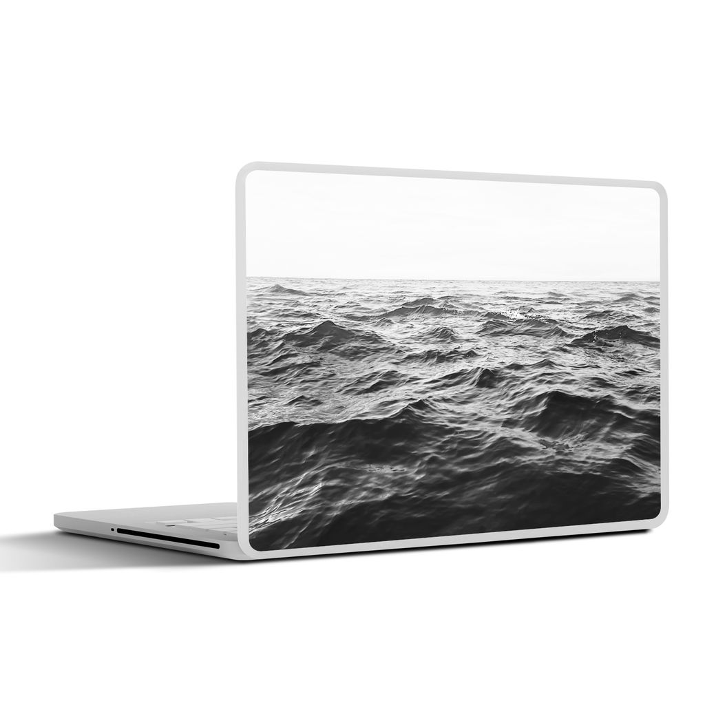MuchoWow Laptop Aufkleber Sticker Cover Meer - Wasser - Natur - Schwarz und weiß 36.5x27.5 cm - Laptop-Sticker