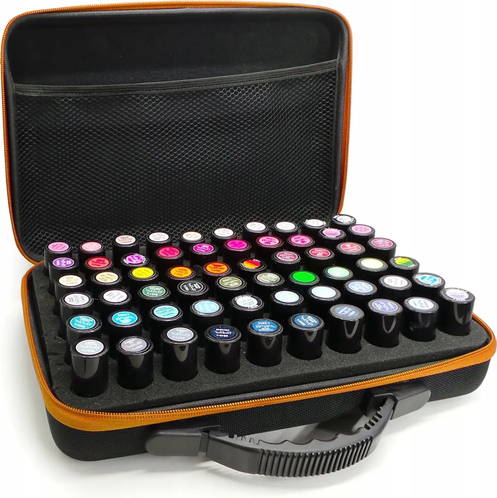 Organisateur de vernis à ongles pour transport - Mallette 60 places orange