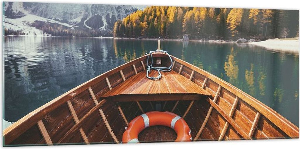 Bilder auf glas - Einteilig - £ódŸ Berge Kajak - 120x50cm - Glasbilder - Wandbilder - Bilder - zum Aufhängen bereit - Wanddekoration aus Glas -...