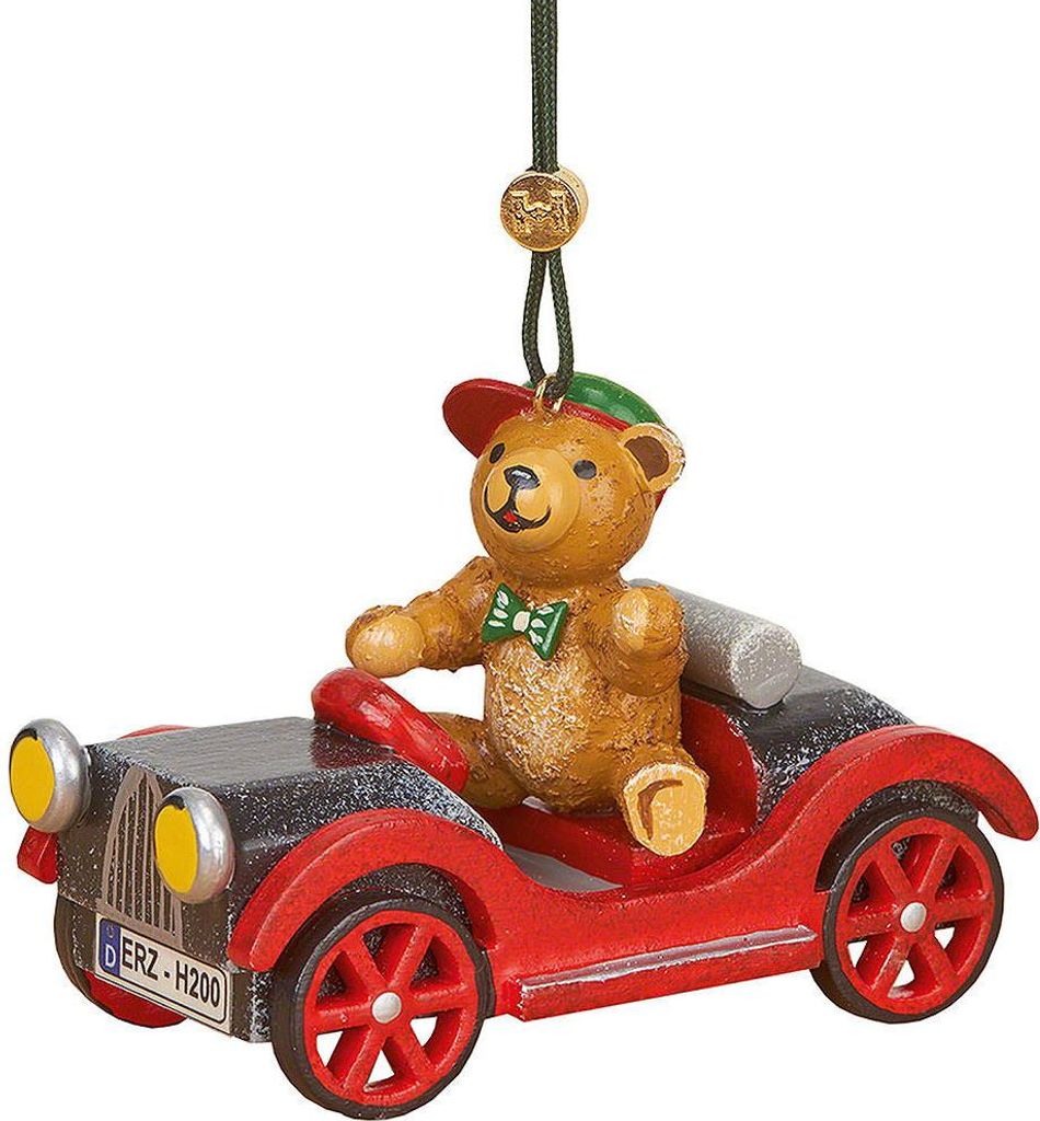 Christbaumschmuck Auto mit Teddy (5cm) von Hubrig Produktbild 