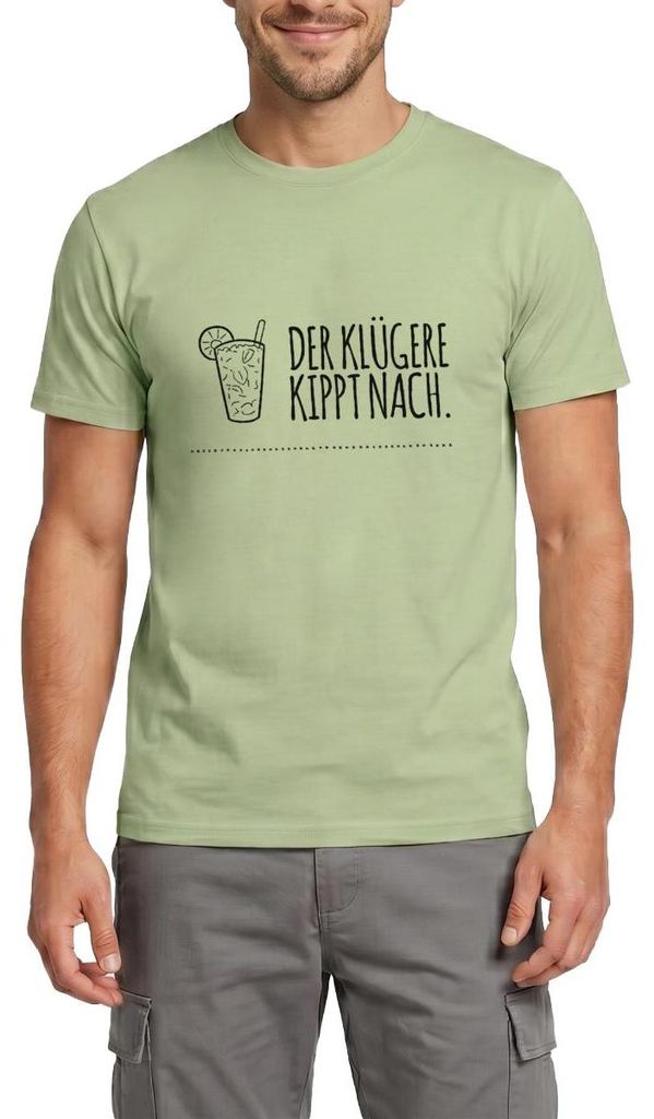 Spreadshirt Der Klügere Kippt Nach Trinkspruch Männer T-Shirt, 3XL, Sage