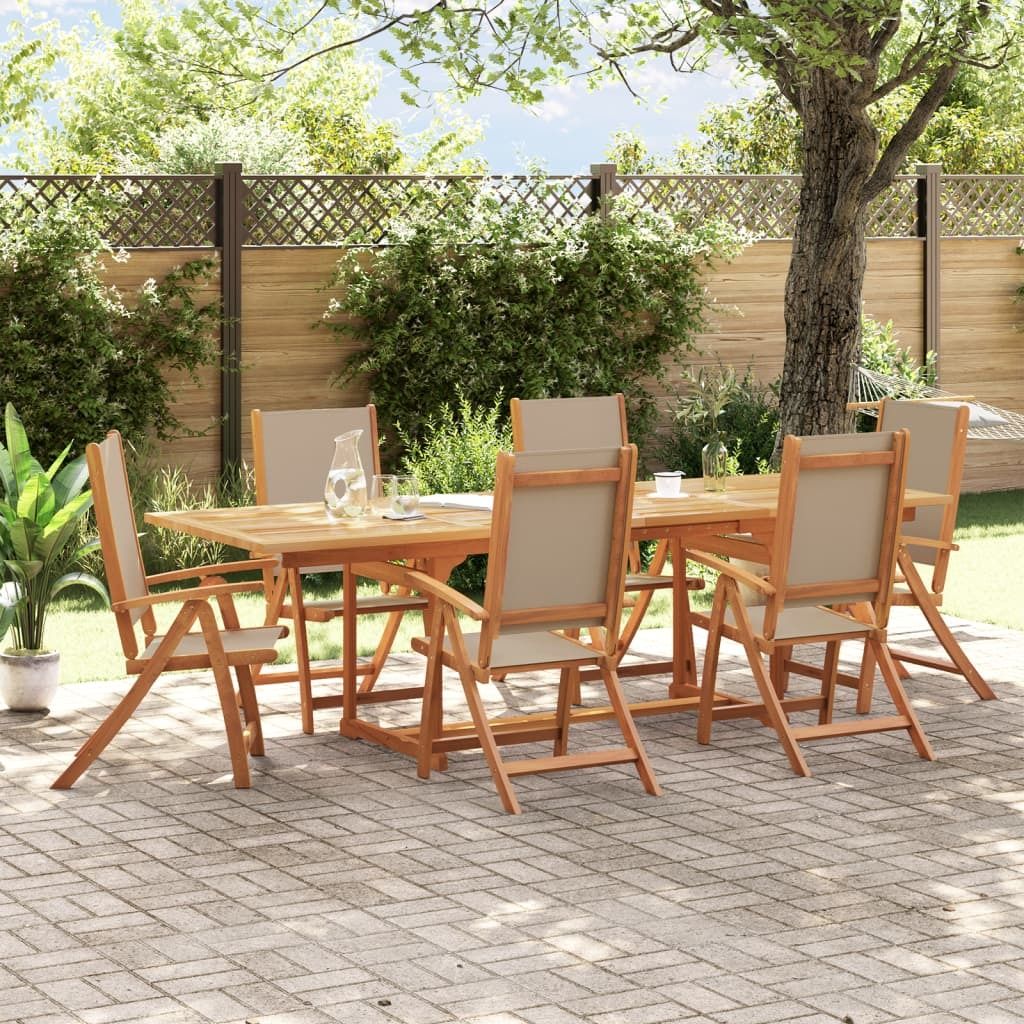 7-tlg. Garten-Essgruppe Massivholz Akazie und Textilene - Gartenmöbelgarnituren 3279320