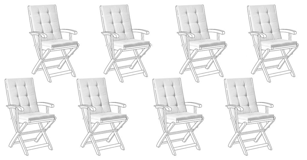 BELIANI Auflagen 2er Set Cremeweiß Stoff 55x42x5 cm mit Befestigungsbändern Knopfheftung Moderne Sitzauflage für Niederlehner Gartenstuhl
