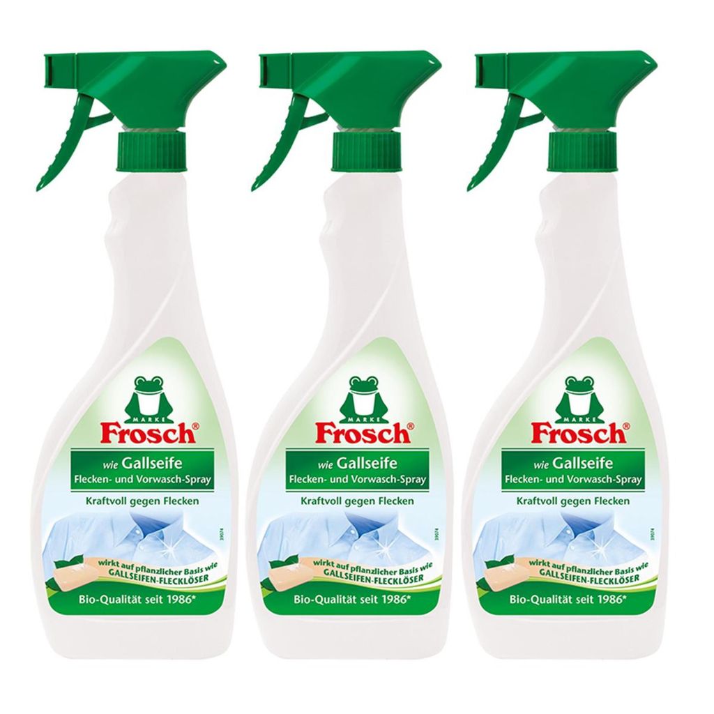 3x Frosch wie Gallseife Fleck-Entferner und Vorwasch Spray 500 ml Sprühflasche