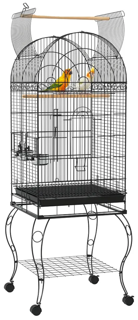 Cage oiseaux robuste anti-évasion facile à nettoyer 51x51x153 cm noire